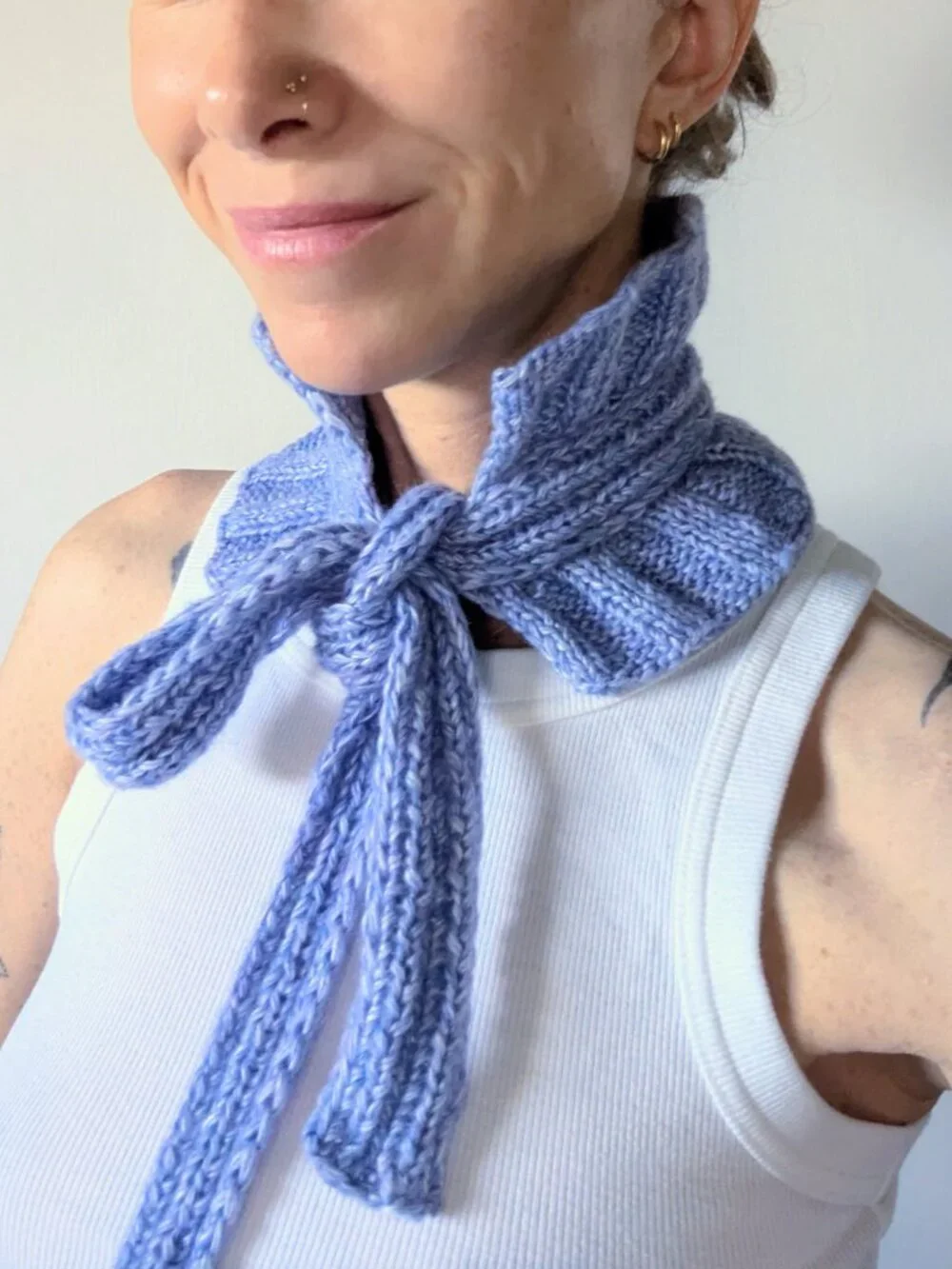 Handmade Crochet Ruffled Ribbon Skinny Scarf Tie Collar Choker Coquette
